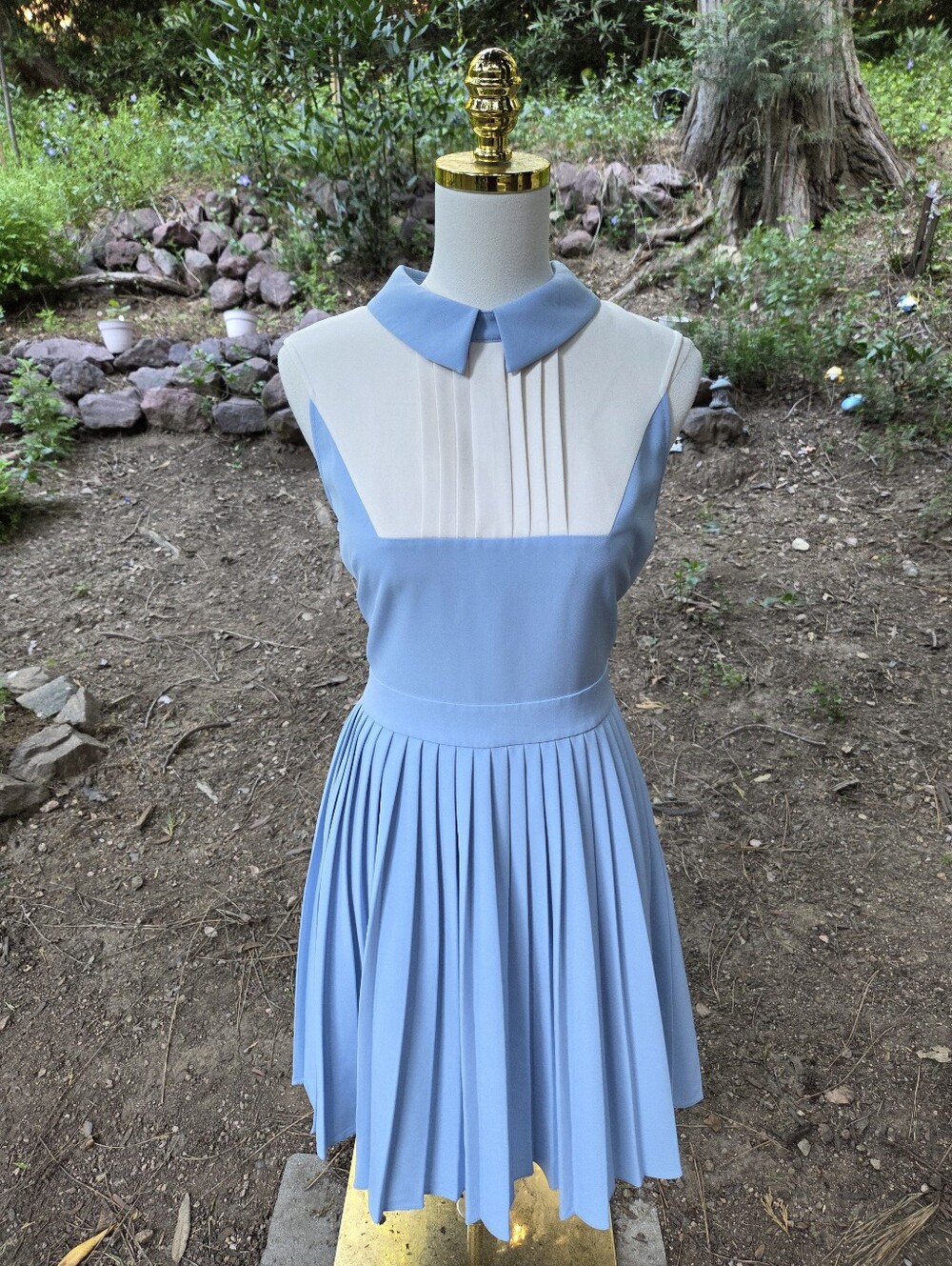Ted‎ Baker Blue Miyya Pleated Bib Dress